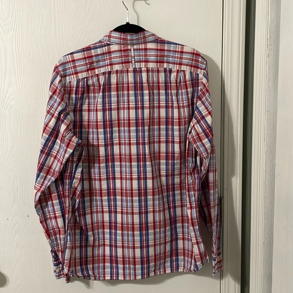 💰Banana Republic Soft Wash Men’s Plaid Red/White/Blue Button Down Size Medium